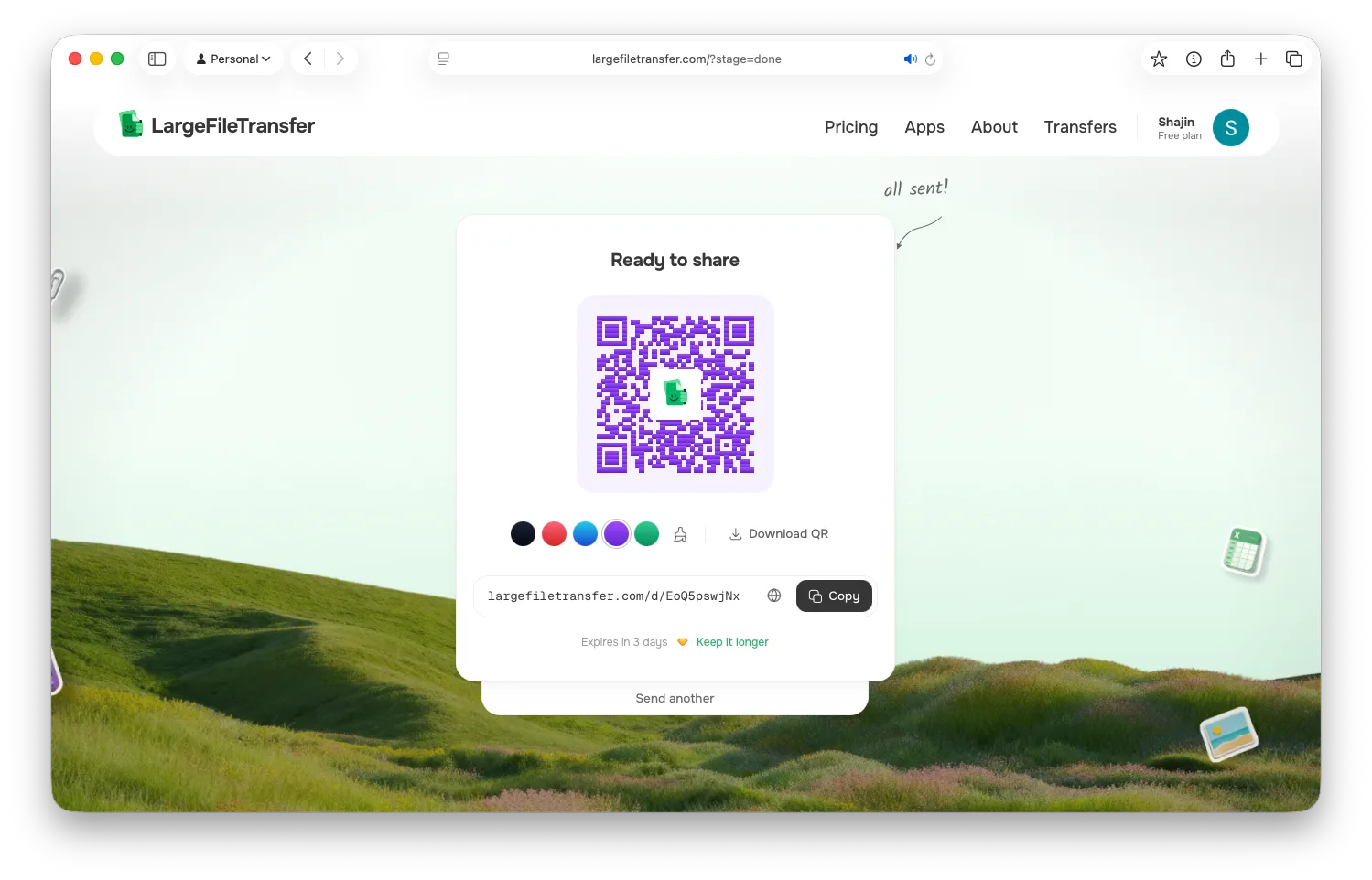 LargeFileTransfer website screenshot 2