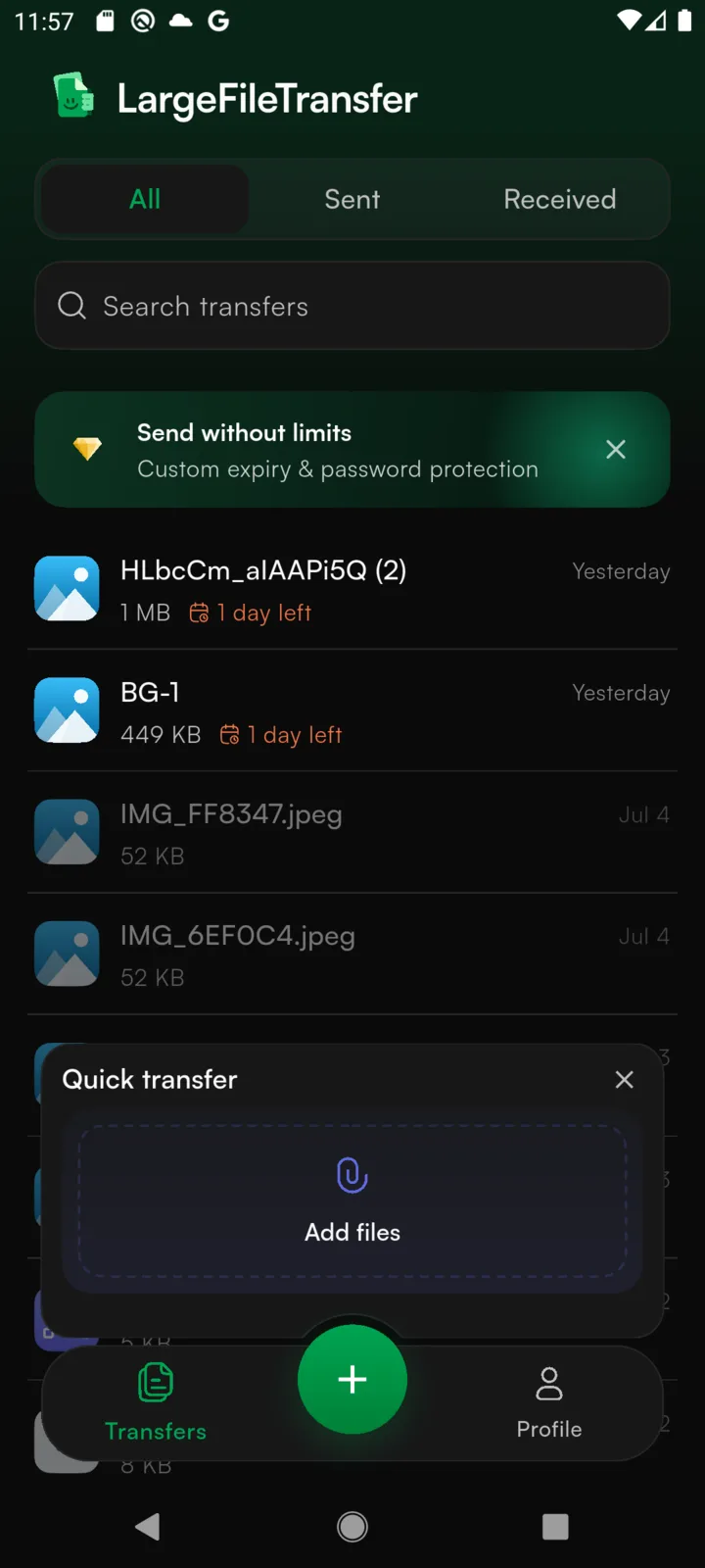 LargeFileTransfer Android app screenshot 4